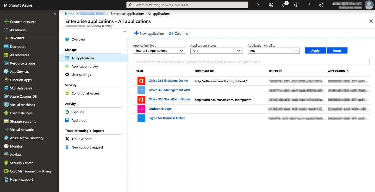 Enterprise application - All applications