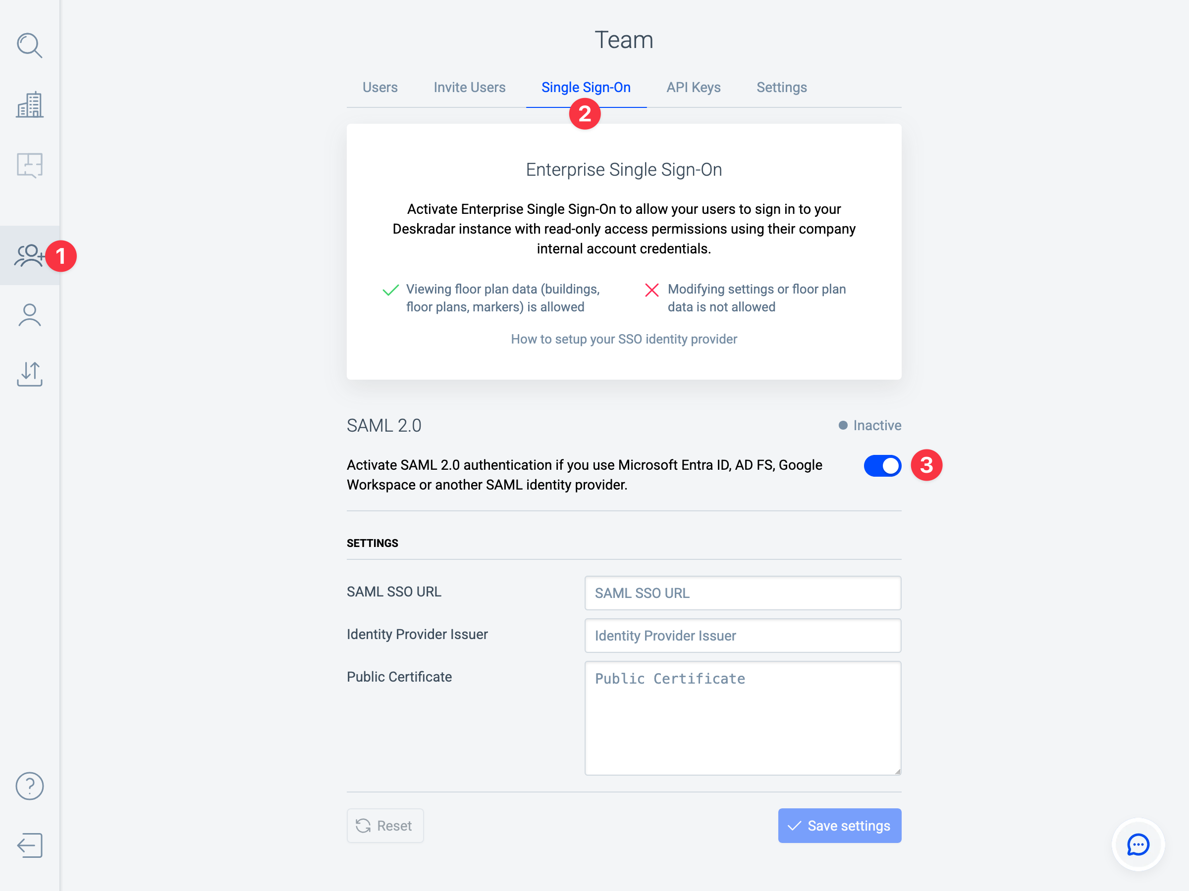 Deskradar sign-in view