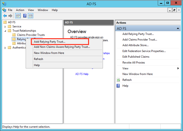 Add Relying Party Trust